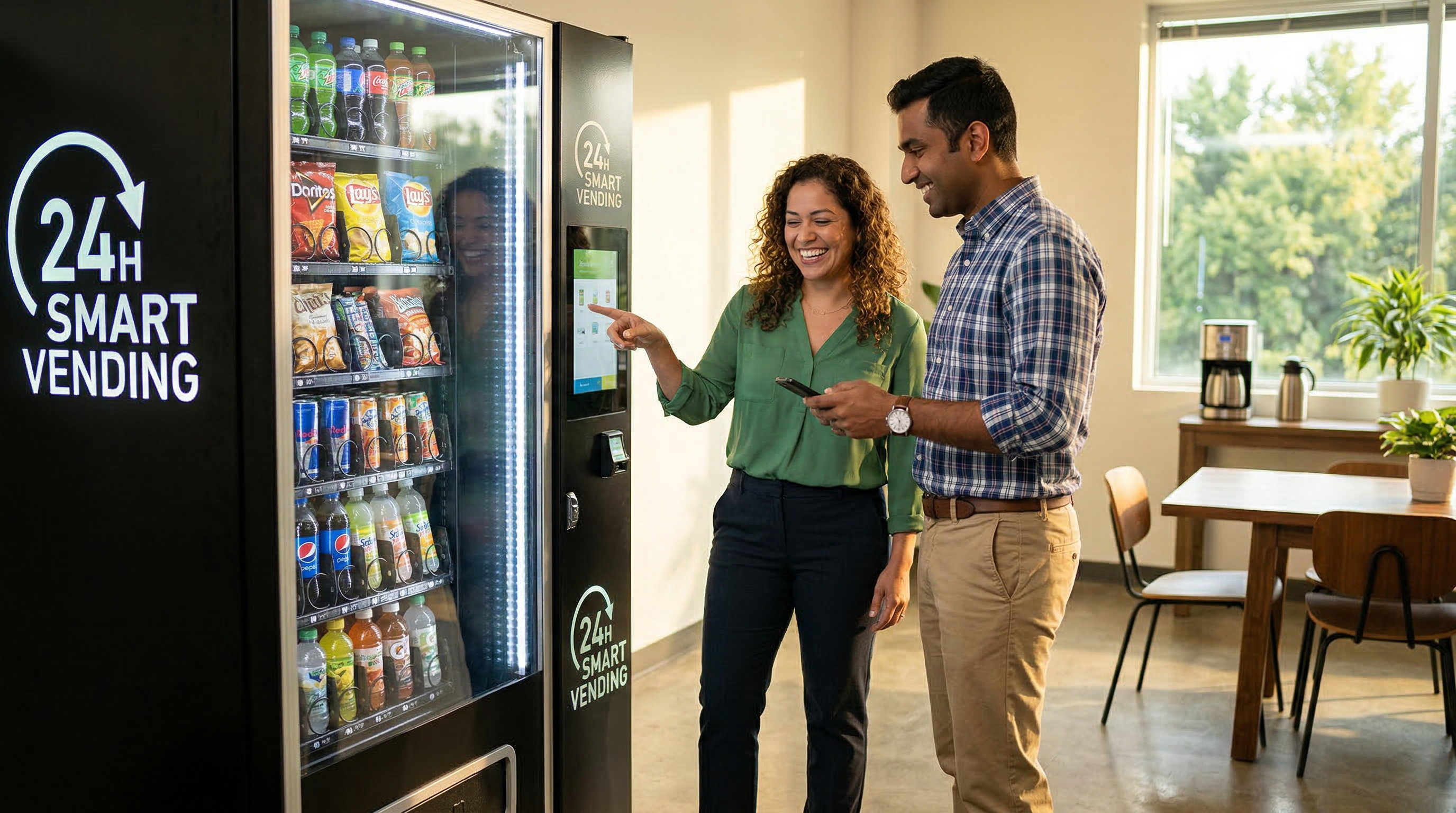 Workers enjoying snacks